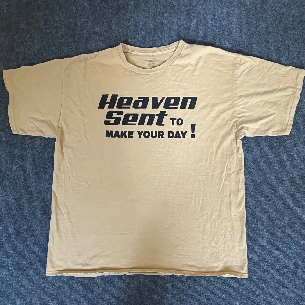 Urban Outfitters Heaven Sent To Make Your Day Oversized Graphic Tee Tan L/XL